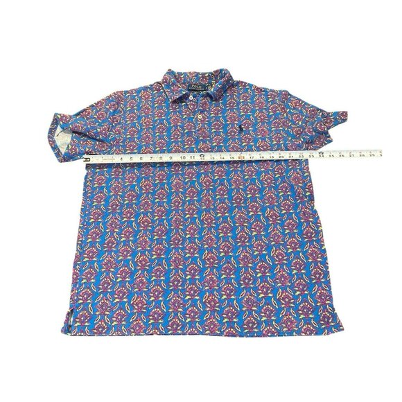 Polo‎ Ralph Lauren Shirt Mens M Blue Floral All Over Print Bohemian Lotus Golf - Picture 5 of 9